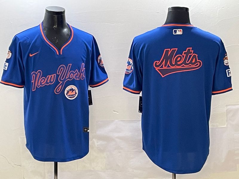 Men New York Mets Blank Blue Throwback Game 2025 Nike MLB Jersey style 4->new york mets->MLB Jersey